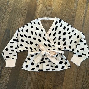 Adorable Faux Wrap Sweater with Tie